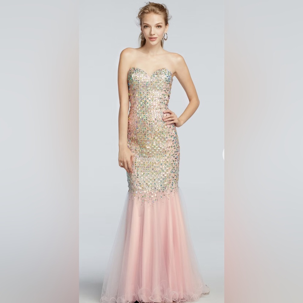 Glamour Glamour Crystal Beaded Mermaid Prom Dress